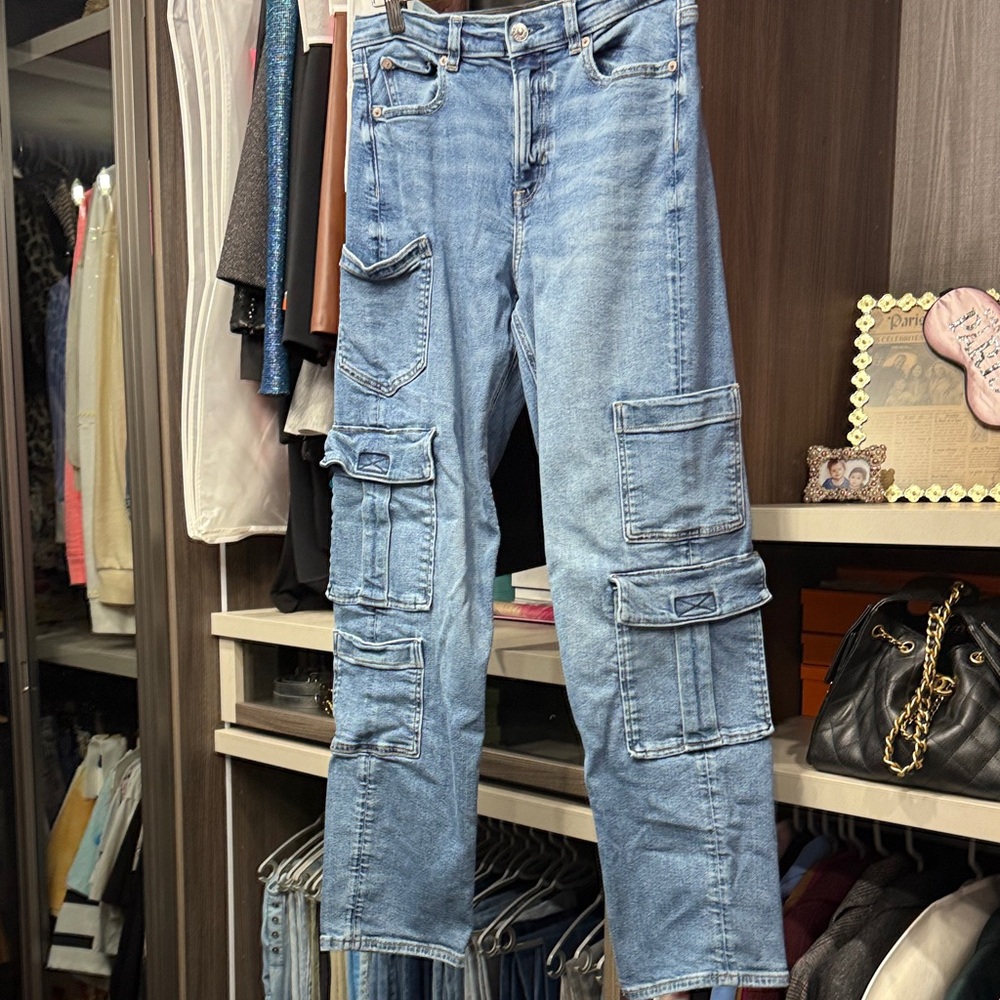 American Eagle Outfitters Blue Straight Leg Cargo Jeans